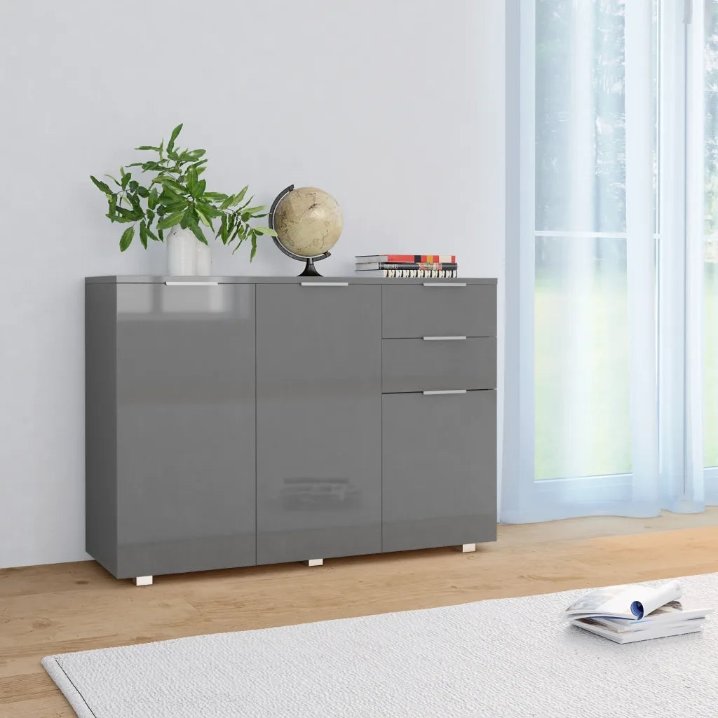 Credenza | Madia | Buffet da pranzo | Armadio da pranzo Grigio Lucido 107x35x80,5 cm