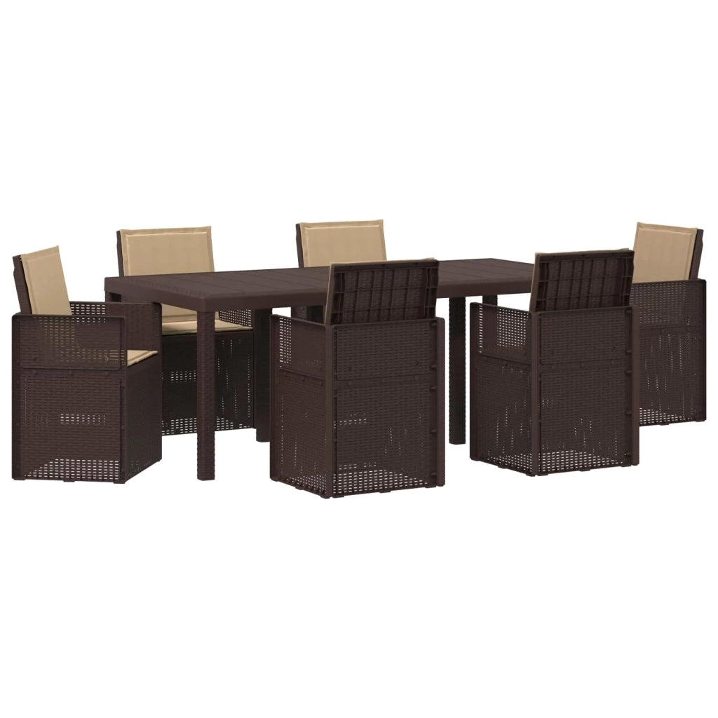 Set da Pranzo per Giardino 7 pcs Marrone e Tortora PP 3430077