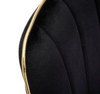 Set 2 Sedie Imbottite 51x59x79 cm in Poliestere Paris Nero e Oro