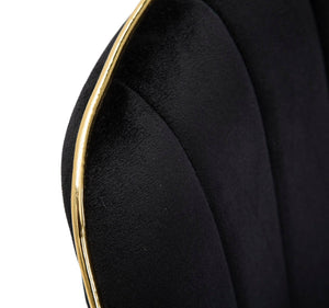 Set 2 Sedie Imbottite 51x59x79 cm in Poliestere Paris Nero e Oro