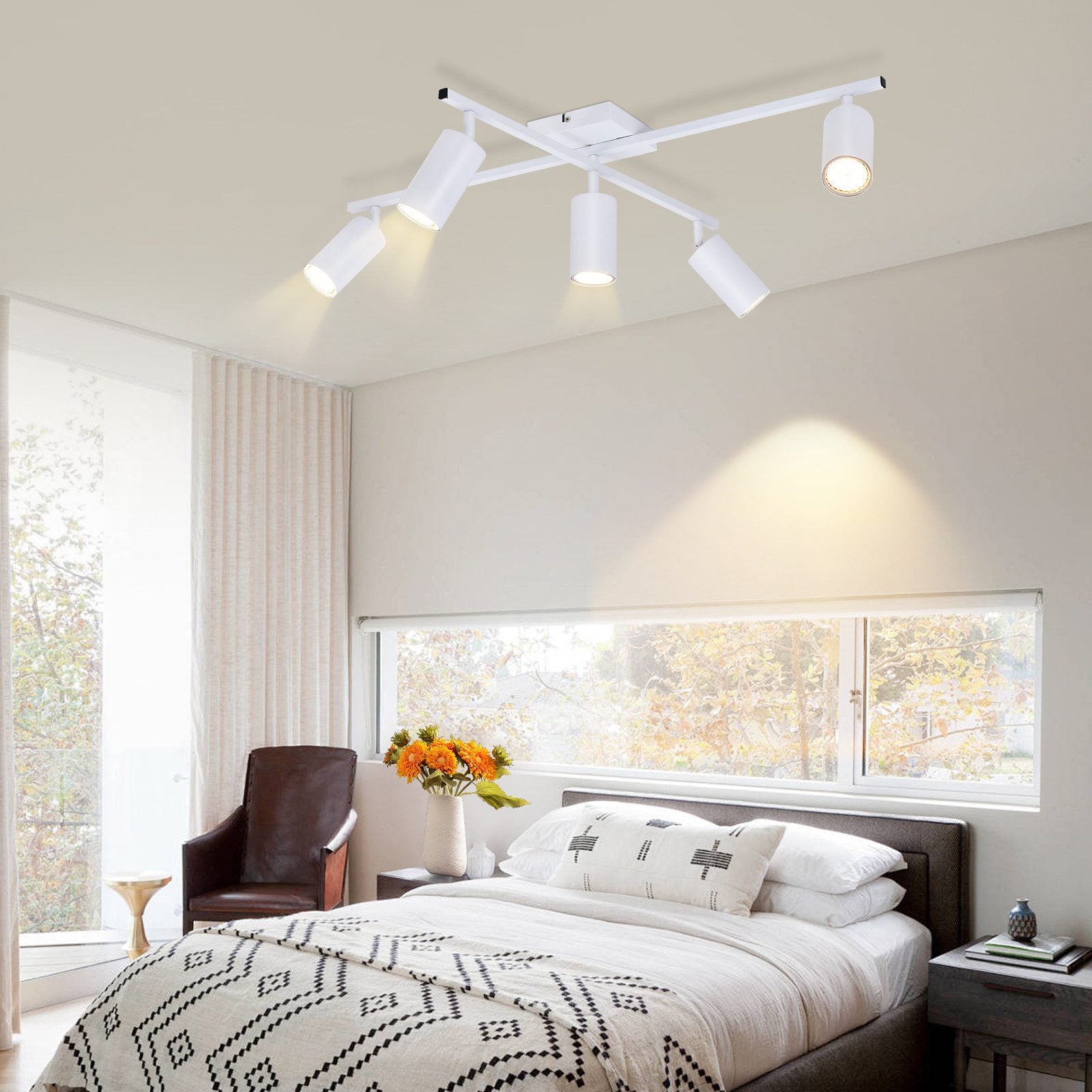 ZMH Faretto da soffitto 5 fiamme bianco GU10 faretti lampada da soffitto per camera da letto