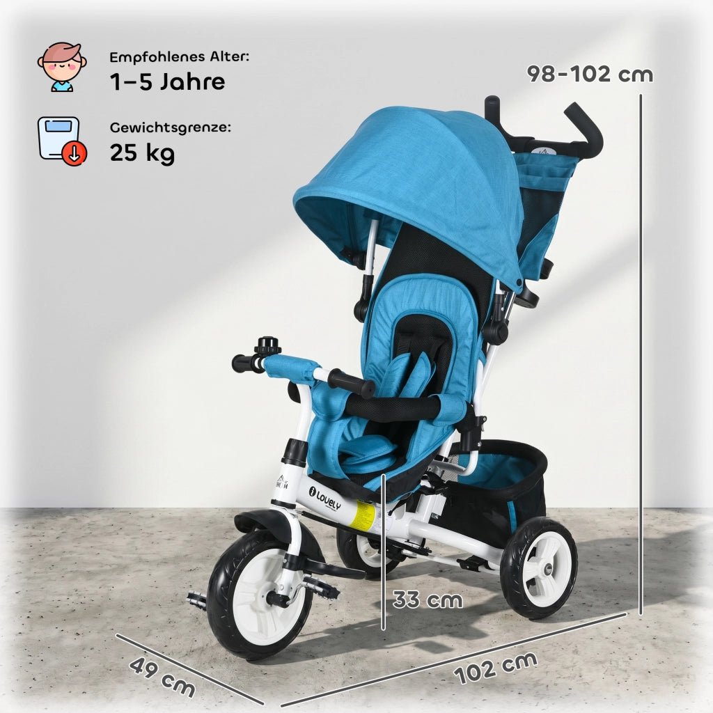 Triciclo per bambini ¨C Xylo ¨C metallo blu con cestino e portabicchiere