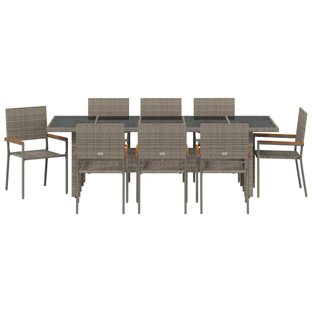 Set da Pranzo per Giardino 9 pcs Grigio polyrattan 3365415