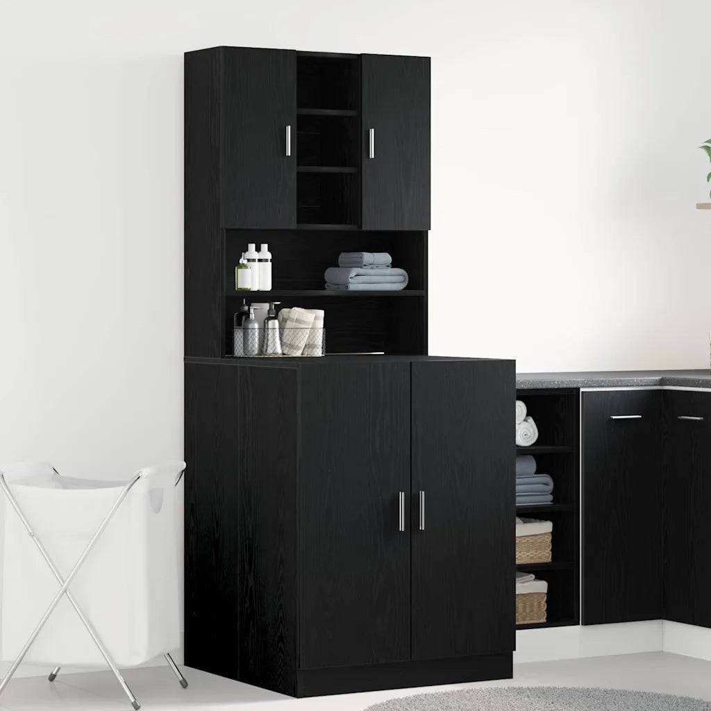 Armadio per Lavatrice 2 pcs Rovere Nero 70,5 x 71,5 x 181,5 cm 3332516