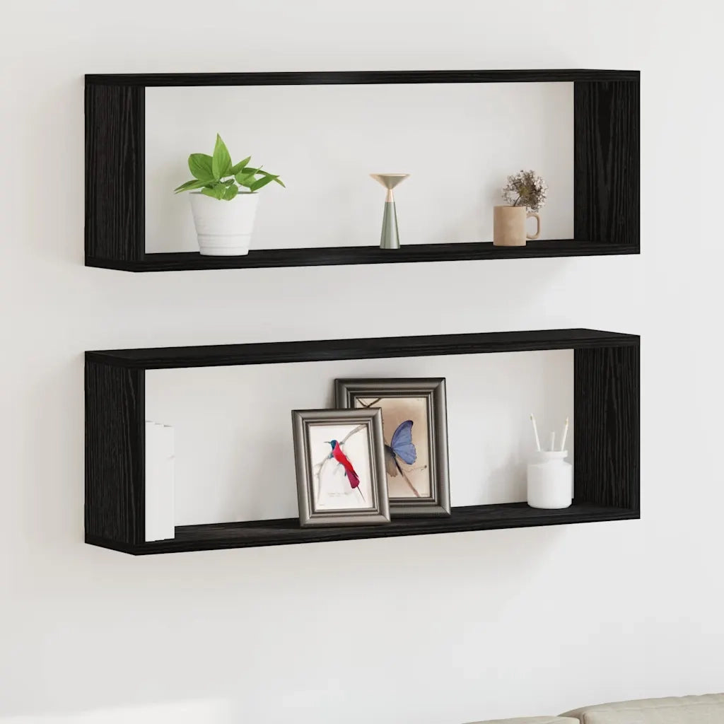 Scaffali da parete 2 pcs Rovere Nero 80 x 15 x 26 cm 862643