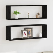 Scaffali da parete 2 pcs Rovere Nero 80 x 15 x 26 cm 862643