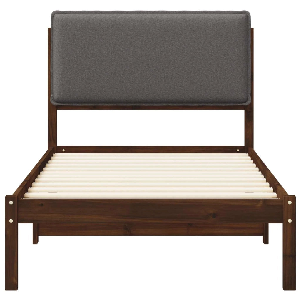 Letto con Testiera Rivestita Marrone scuro e grigio chiaro 903938