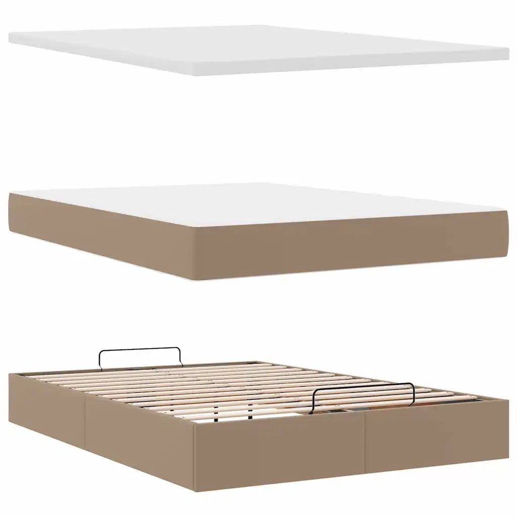Struttura Letto Pouf con Materasso 140x190 cm Similpelle