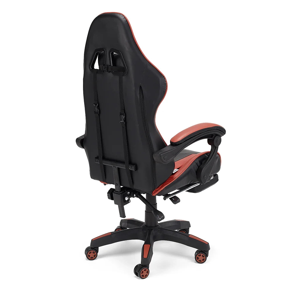 Sedia da Gaming Lagos, Sedia da Gioco e Computer con Schienale Alto e regolabile, Base girevole con Rotelle piroettanti silenziose, Poggiapiedi estraibile, colore Rosso