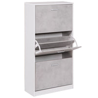 Marvin Scarpiera in Legno Salvaspazio Mobile Porta Scarpe Verticale 3 Ante a Ribalta Moderna con  BIANCO / CEMENTO_49460