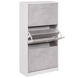 Marvin Scarpiera in Legno Salvaspazio Mobile Porta Scarpe Verticale 3 Ante a Ribalta Moderna con  BIANCO / CEMENTO_49460