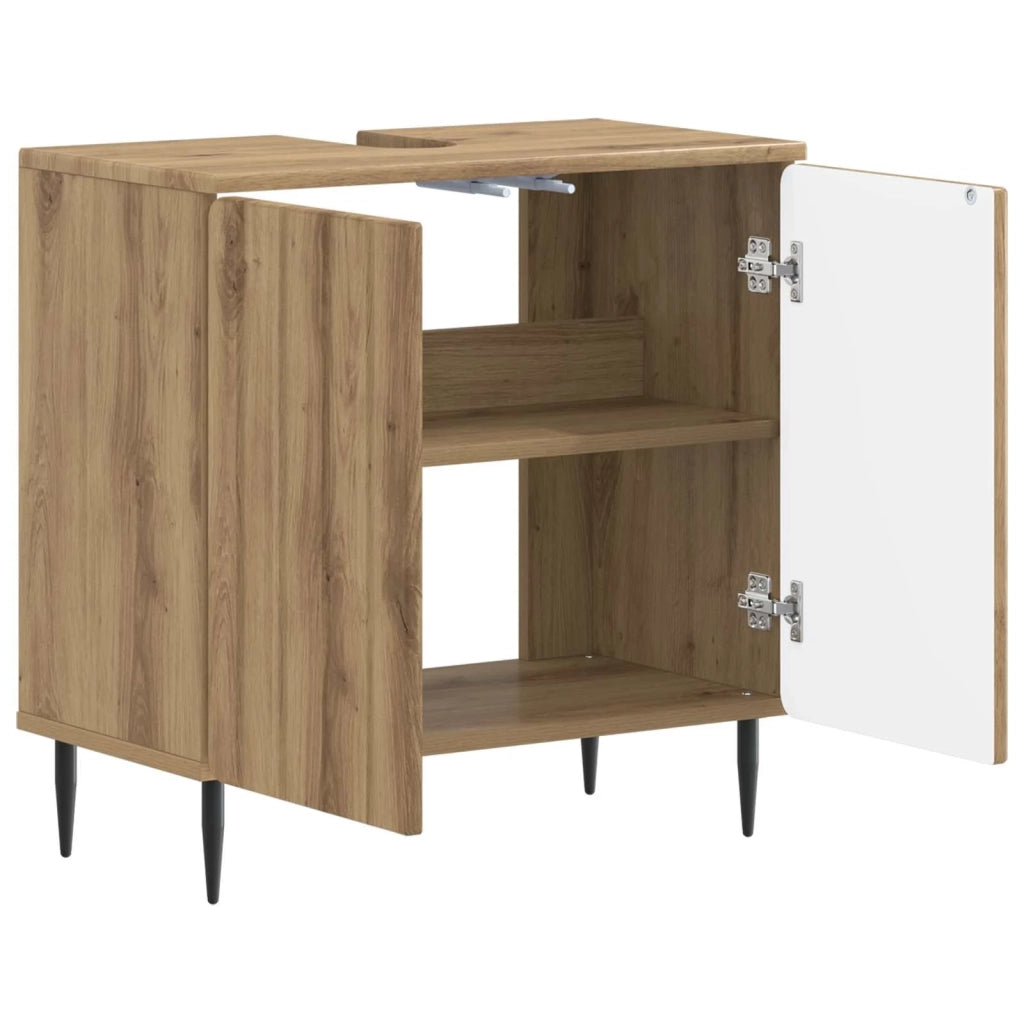 Armadio per Lavabo da Bagno ZWOLLE Rovere Artigianale 896354
