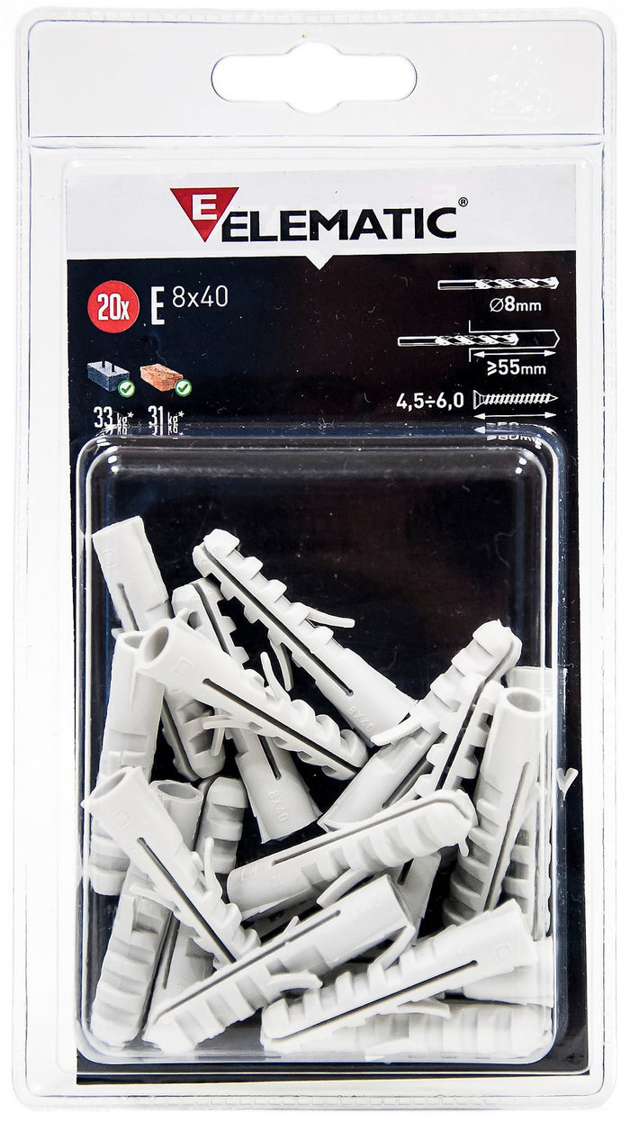 elematic blister tassello e/va 5 con vite da 20 pz cod:ferx.12215