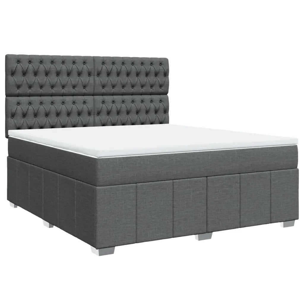 Giroletto a Molle con Materasso Grigio Scuro 180x200 cm Tessuto