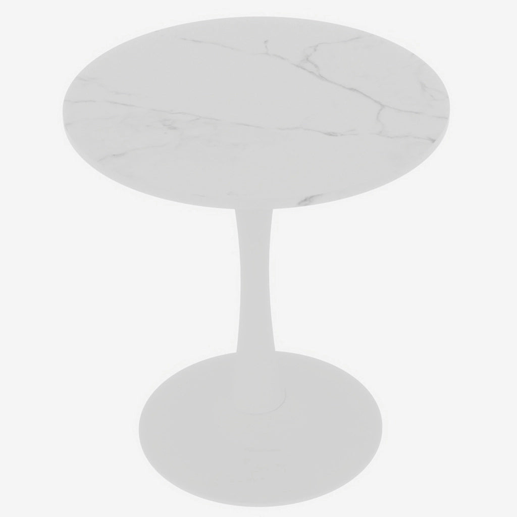 TAVOLINO rotondo moderno in marmo artificiale bianco