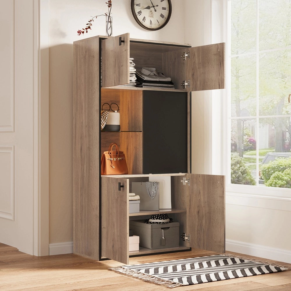 Combinazione Armadio Legno con Ante Scorrevoli e Ripiani ¨C MINIMAL ¨C Nero