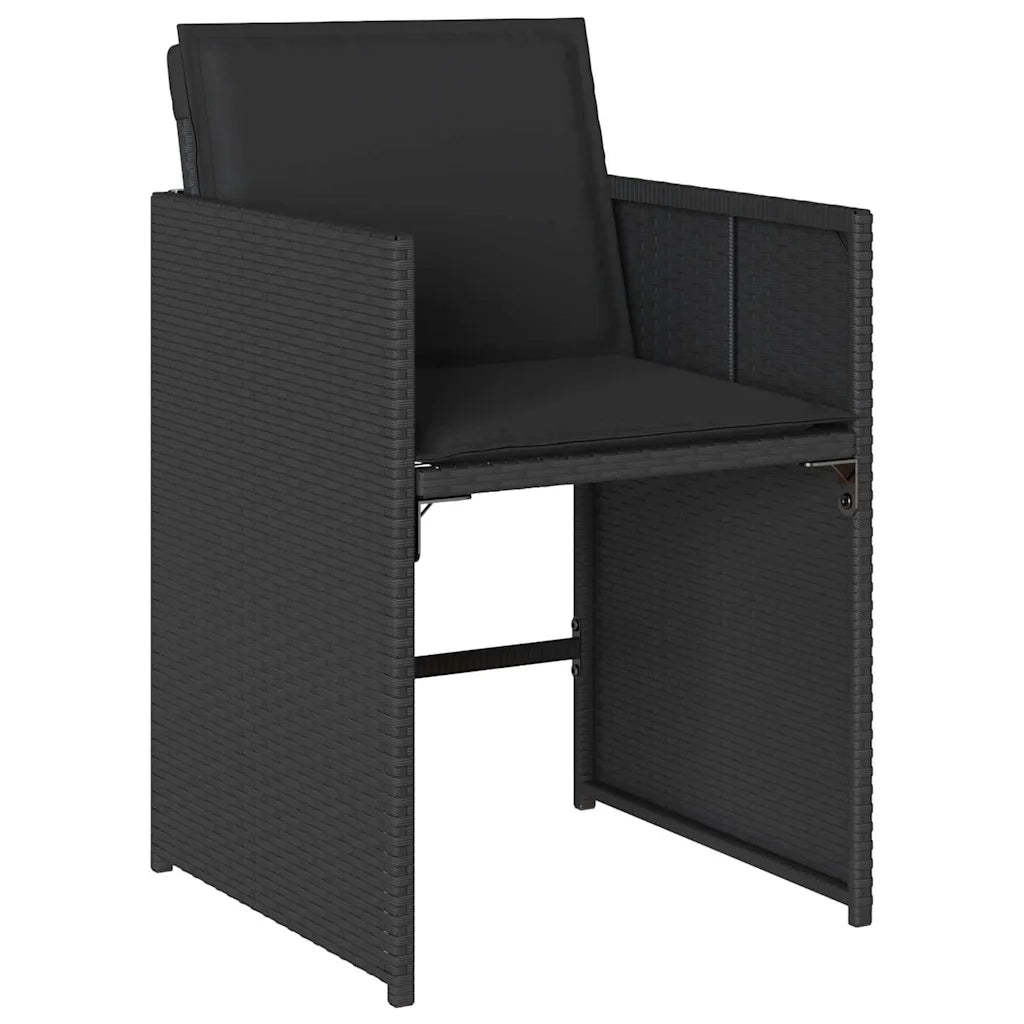 Set da Pranzo per Giardino 5 pcs Nero polyrattan