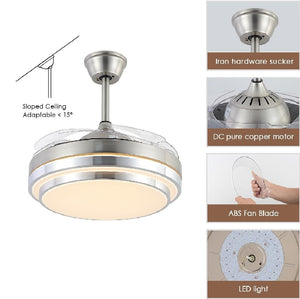 Ventilatore da Soffitto 68W Luce Led 4Pale Richiudibili Dimmerabile Telecomando