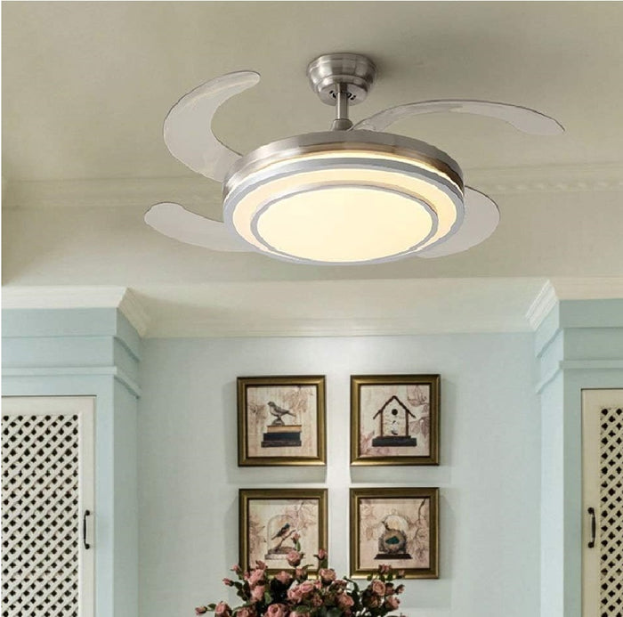 Ventilatore da Soffitto 68W Luce Led 4Pale Richiudibili Dimmerabile Telecomando
