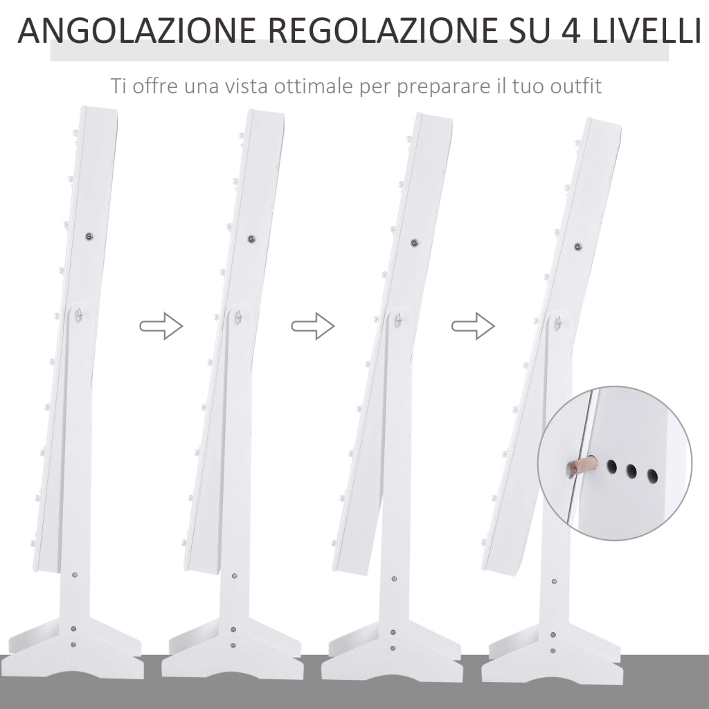 Armadio Portagioielli con Specchio e Luci LED ¨C Zephmum ¨C Legno Bianco 40x37x146 cm
