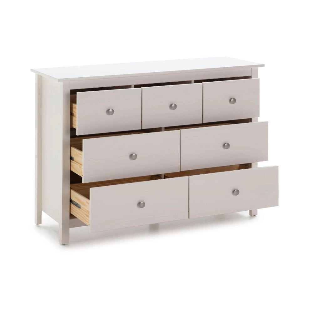 Cassettiera Berna con 4 cassettoni e 3 cassetti in legno massiccio bianco 110x40x80H