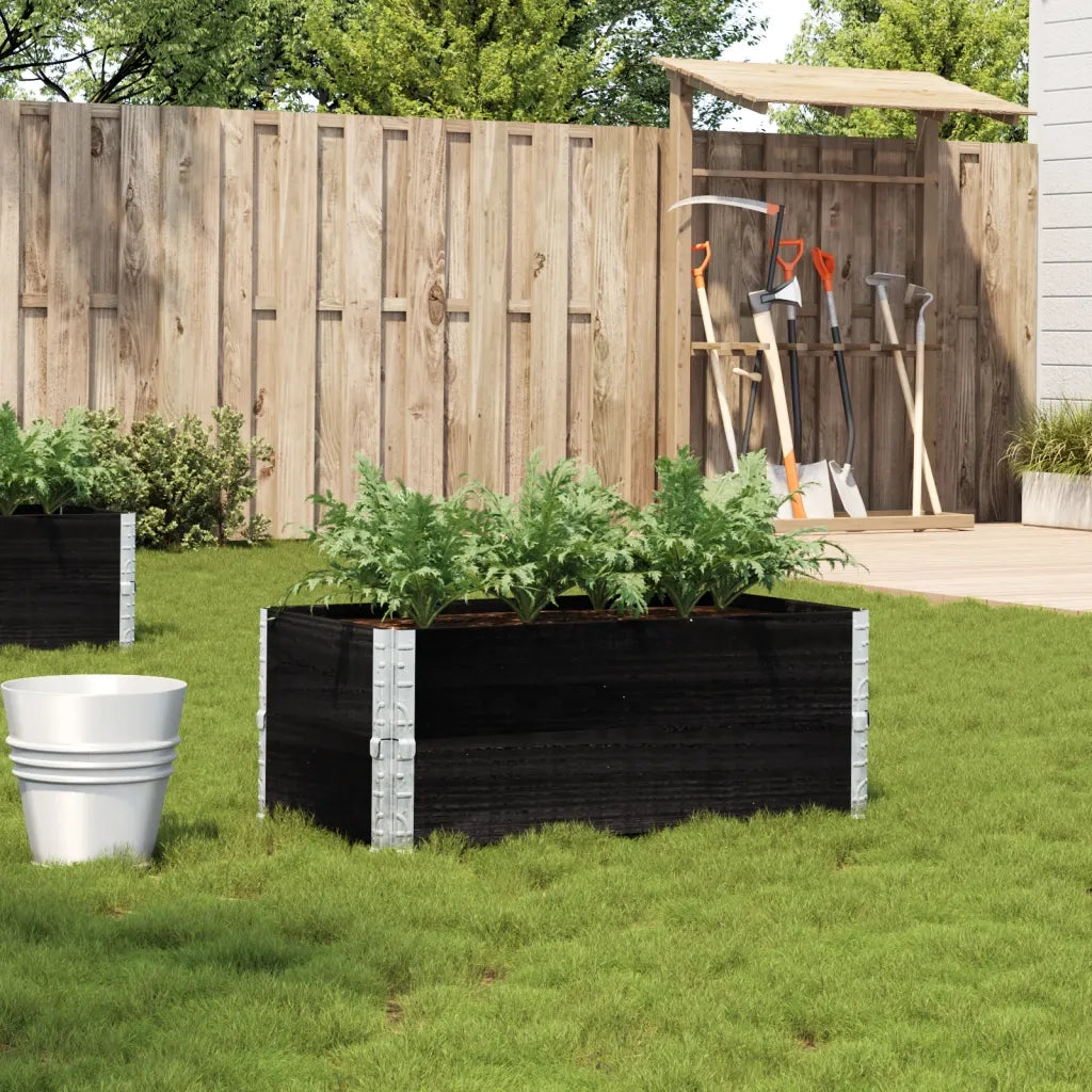 Fioriera | Cassetta per fiori | Vaso da Giardino Nera 100x50 cm in Legno Massello di Pino