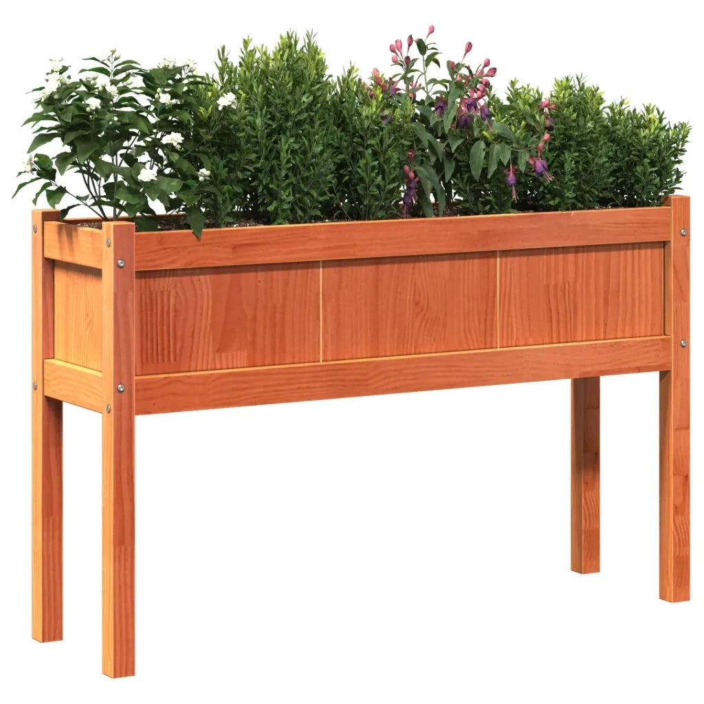 Fioriera Giardino Gambe Marrone Cera 110x31x70 cm Massello Pino 837568