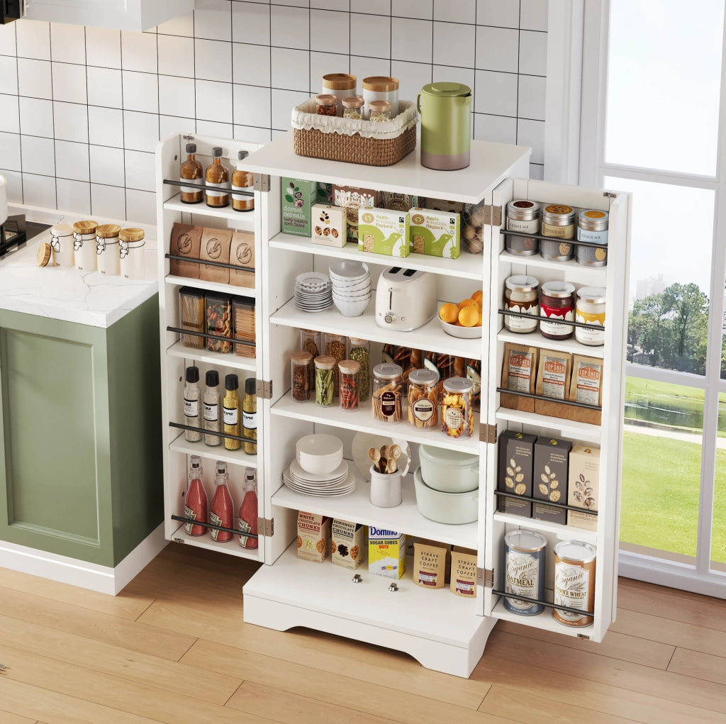 Armadio alto contenitore in MDF bianco con luce LED a sensore