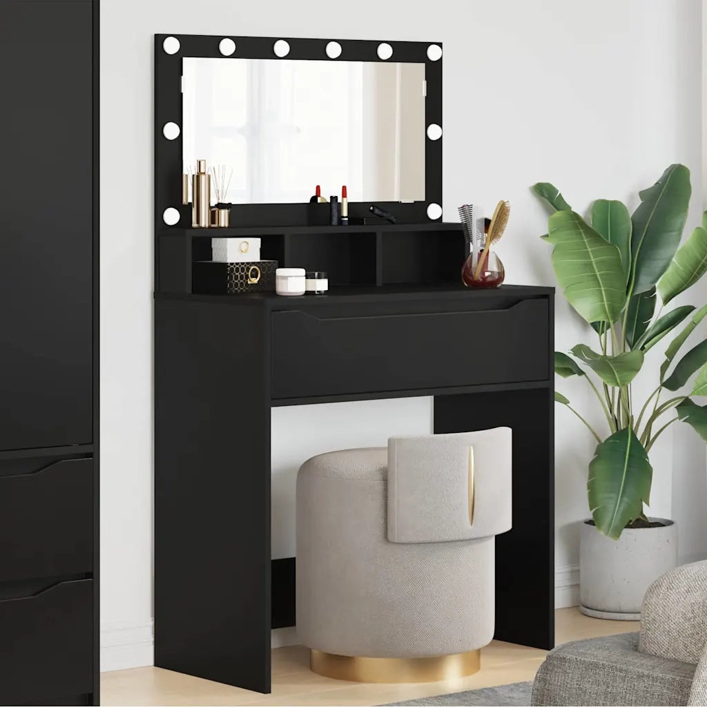 Toeletta | Tavoli da Trucco per Camera da Letto Nero 80 x 39,6 x 135 cm