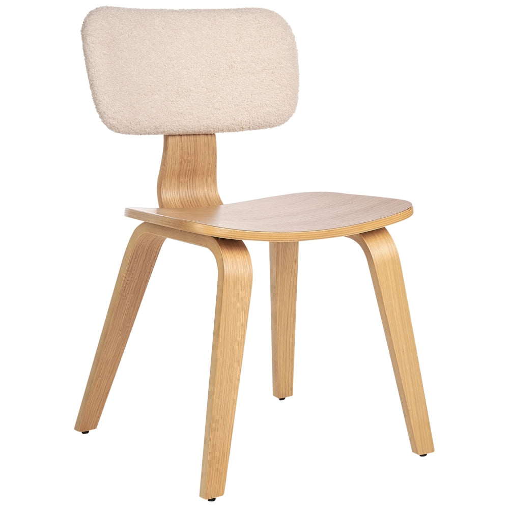 Set di 2 sedie da pranzo in legno chiaro e tessuto boucle di poliestere beige Gambe in legno di betulla Stile tradizionale retrò