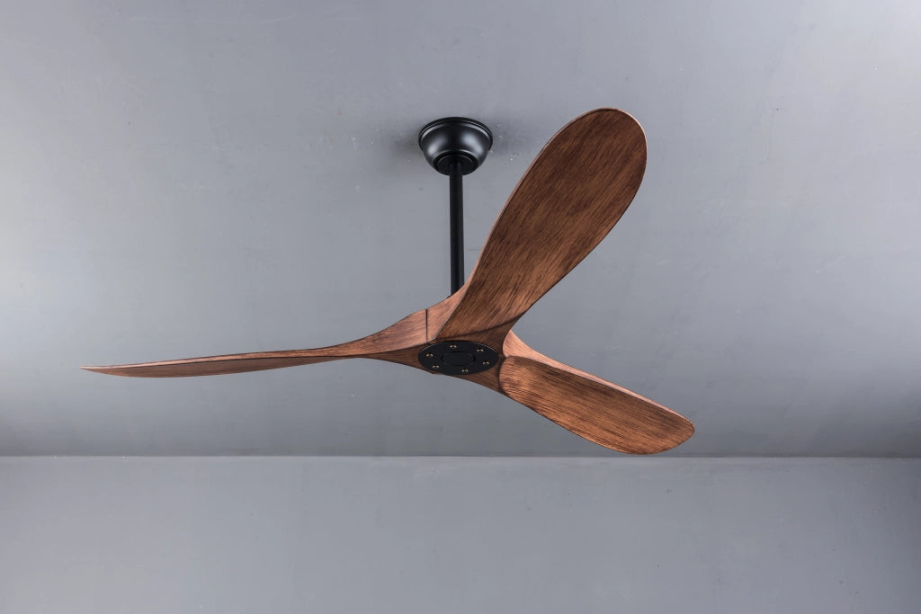 Ventilatore da soffitto senza luce da 60 pollici con telecomando; pale ABS; motore DC reversibile; nero e noce scuro