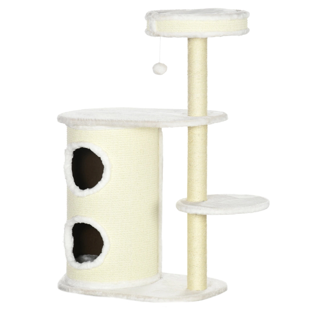 Tiragraffi con letto e giocattolo per gatti ¨C zephmum ¨C 59x35x100 crema