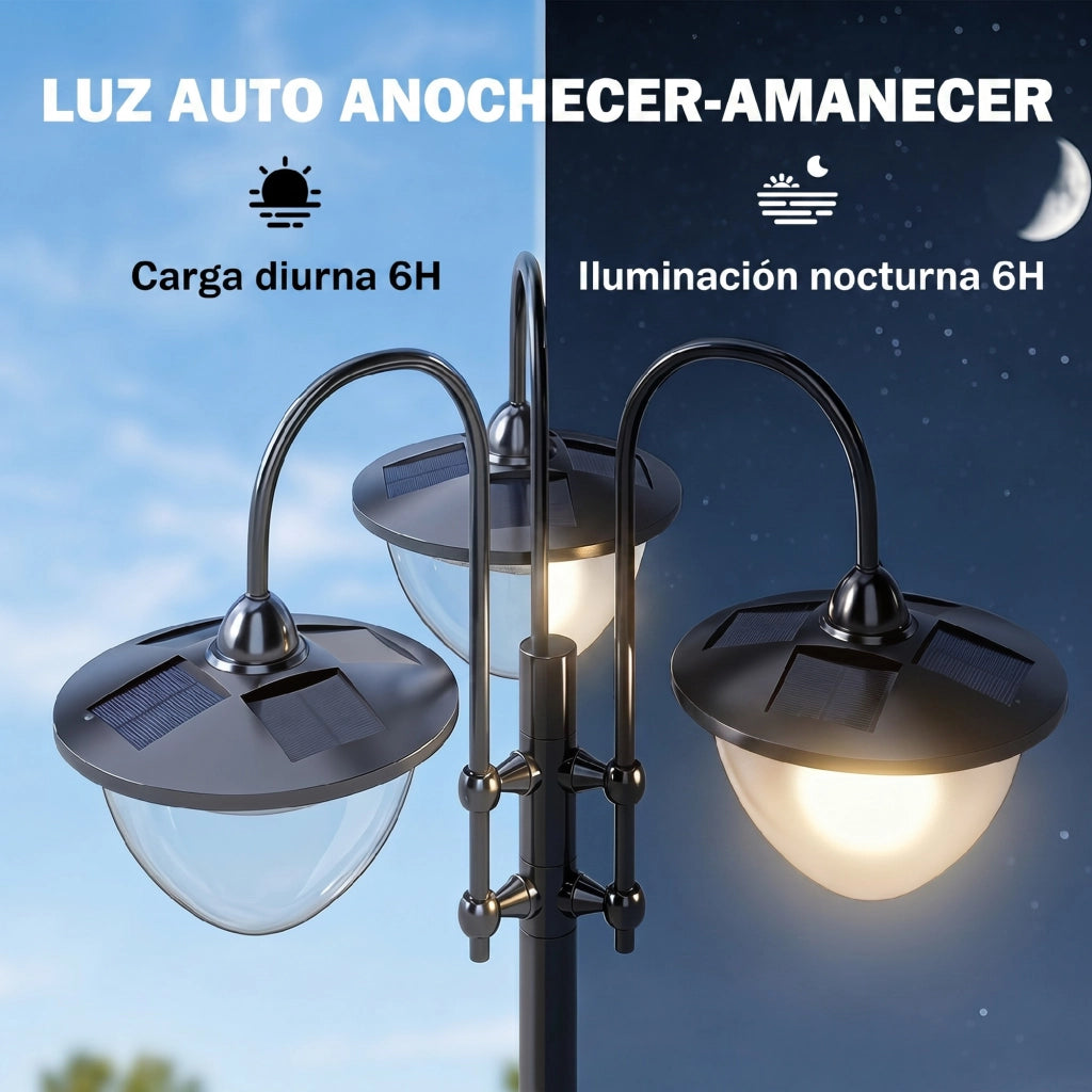 Lampada Solare da Giardino ¨C zephmum ¨C 18 LED 6000K IP44 60x55x189 cm Nero