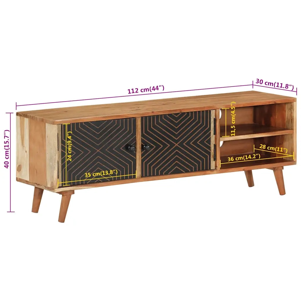 Mobile Porta TV 112x30x40 cm in Legno Massello di Acacia