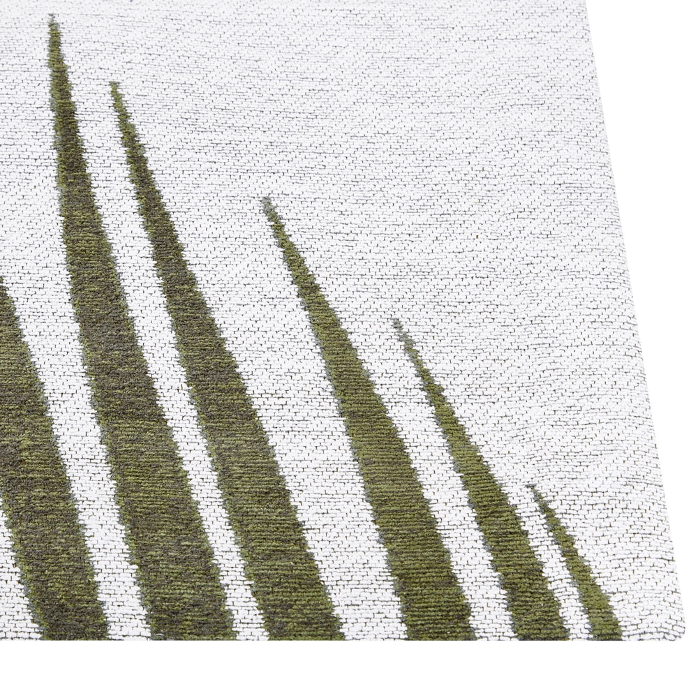 Tappeto verde in cotone con motivo a foglie per soggiorno 200 x 300 cm Rustico Boho