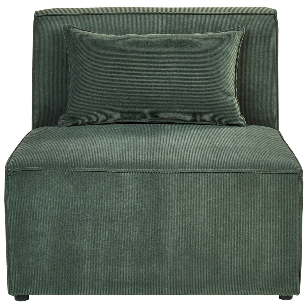 Chaise Lounge imbottita in velluto a coste verde scuro a due pezzi design moderno salotto soggiorno