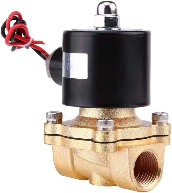 Vitello- DC 12V valvola magnetica per acqua, aria, combustibile, gas - 1/2" chiuso normalmente magnetica - adatto a diverse applicazioni - nero.