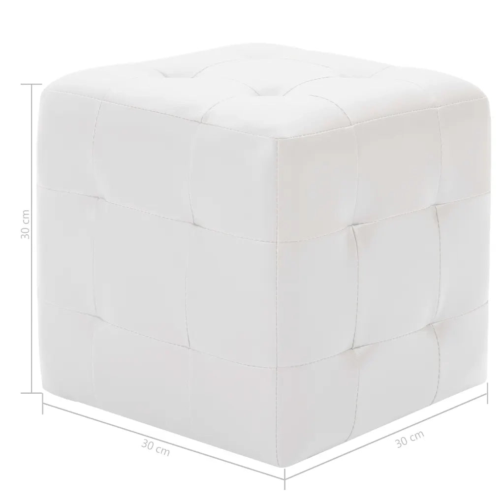 Pouf 2 pz Bianco 30x30x30 cm in Similpelle  cod mxl 66216