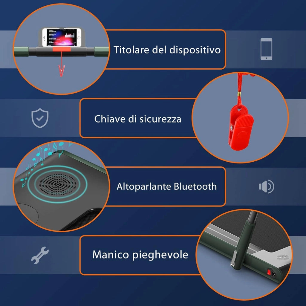 Tapis Roulant 2 in 1, Tapis Roulant Elettrico Pieghevole Salvaspazio da 0,75HP con App e Telecomando, Supporto per Cellulare, Display a LED e Altoparlante