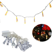 CATENA LUMINOSA DIAMANTI LUCE CALDO GOCCIA LUCI 20 LED NATALE FESTE ADDOBBI