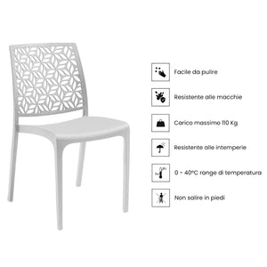 Marvin Sedia in Polipropilene Ninfa, da Interno Esterno, Sedie Impilabili, Sedie Moderne Resistenti 2 SEDIE NINFA BIANCO