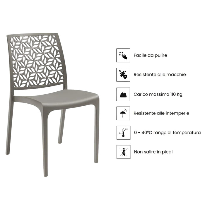 Marvin Sedia in Polipropilene Ninfa, da Interno Esterno, Sedie Impilabili, Sedie Moderne Resistent 1 SEDIA NINFA TORTORA