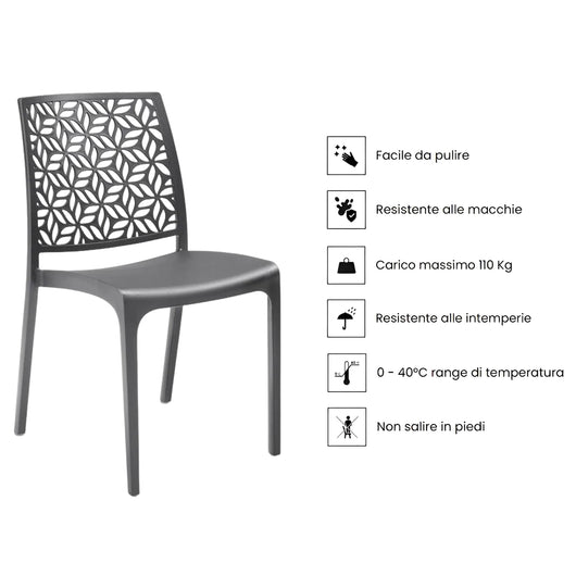 Marvin Sedia in Polipropilene Ninfa, da Interno Esterno, Sedie Impilabili, Sedie Moderne Resistent 4 SEDIE NINFA TORTORA