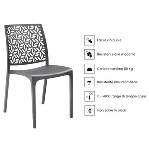 Marvin Sedia in Polipropilene Ninfa, da Interno Esterno, Sedie Impilabili, Sedie Moderne Resistent 2 SEDIE NINFA TORTORA