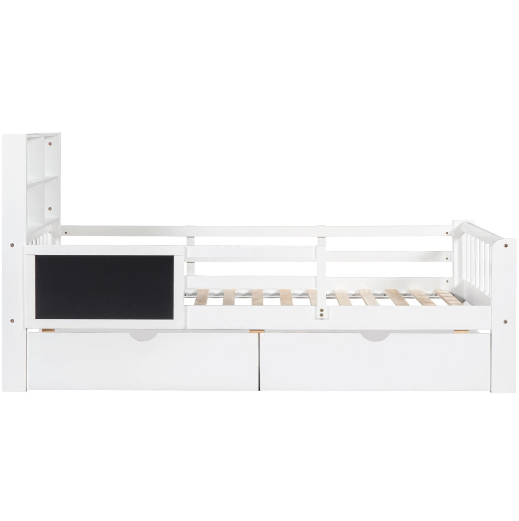 Letto singolo per bambini 90x200 cm con cassetti e lavagna