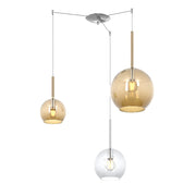 Lampadario Contemporaneo Future Metallo Cromo Vetro Mix Trasp-Ambra 3 Luci E27