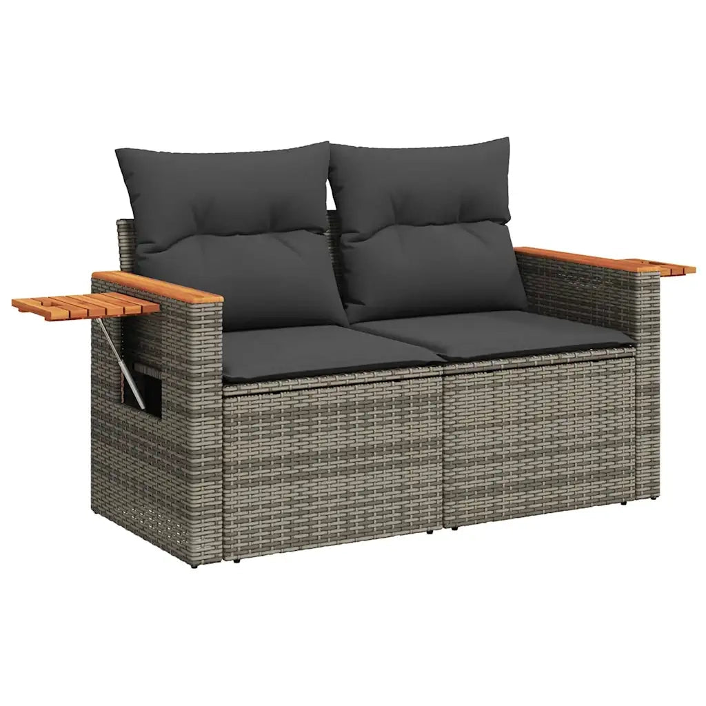 Set Divano da Giardino 8 pz con Cuscini Grigio in Polyrattan 3325994