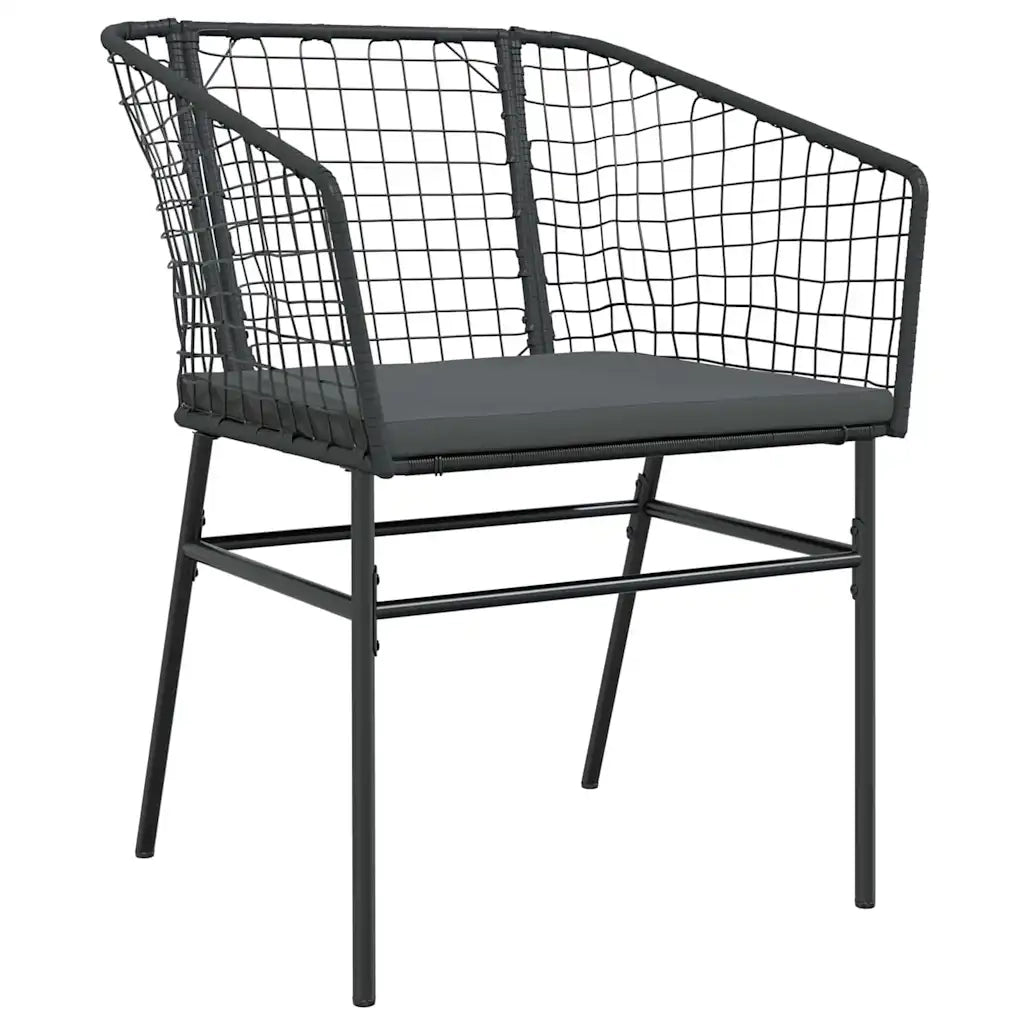Set da Pranzo per Giardino 7 pz | Set Salotto da Giardino Nero polyrattan