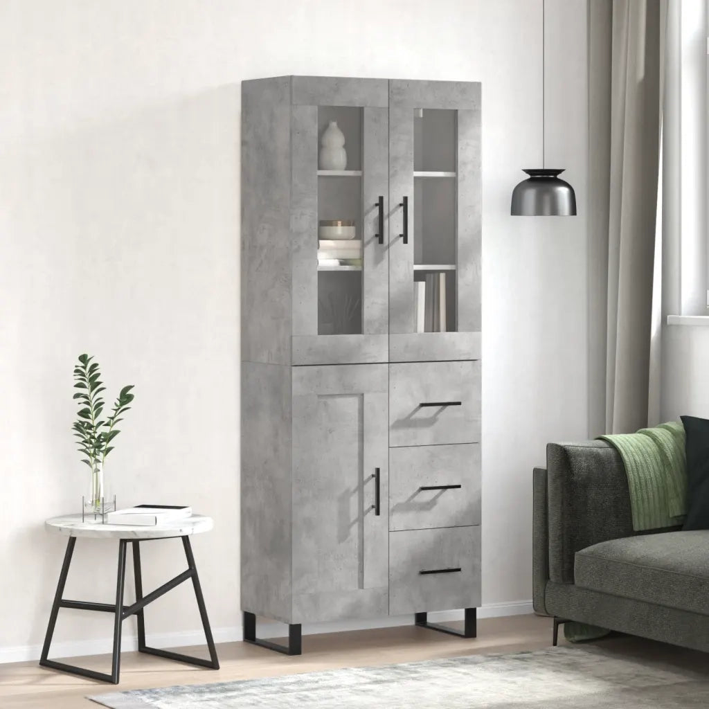 Credenza | Madia | Buffet da pranzo | Armadio da pranzo Grigio Cemento 69,5x34x180 cm in Legno Multistrato