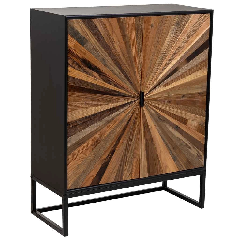 Credenza in legno e metallo a 2 ante marrone 80x37x101